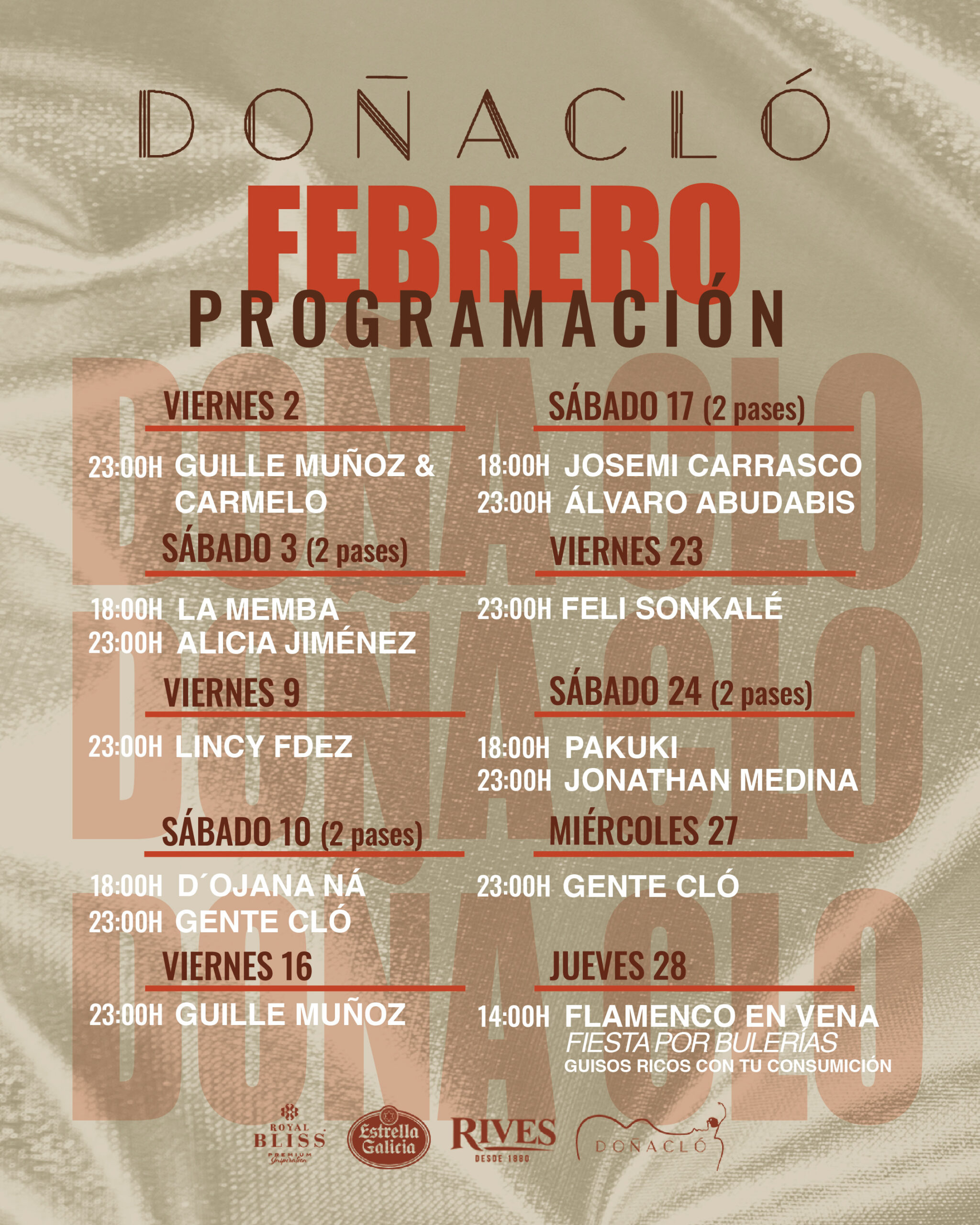 programación febrero Doñacló